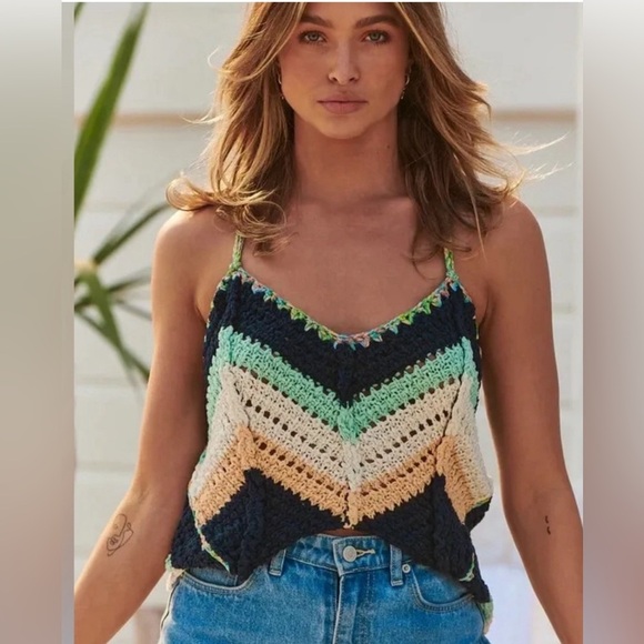 Free People Crochet Chevron Swim Up
Tank Top In Summer Breeze Size Small - Picture 8 of 10